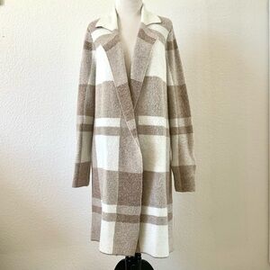 RED, Women's Plaid Cardigan - Cream and Brown
